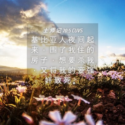 Picture 04 - 士 师 记 20:5 CUVS - 基 比 亚 人 夜 间 起 来 ， 围 了 我 - Bible Verse Picture