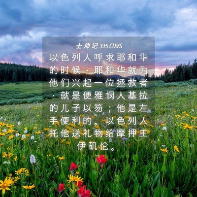 Picture 04 - 士 师 记 3:15 CUVS - 以 色 列 人 呼 求 耶 和 华 的 时 候 - Bible Verse Picture