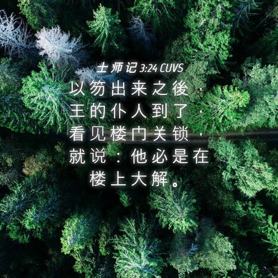 Picture 04 - 士 师 记 3:24 CUVS - 以 笏 出 来 之 後 ， 王 的 仆 人 到 - Bible Verse Picture