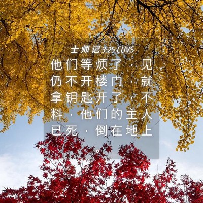 Picture 04 - 士 师 记 3:25 CUVS - 他 们 等 烦 了 ， 见 仍 不 开 楼 门 - Bible Verse Picture