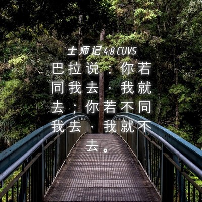 Picture 04 - 士 师 记 4:8 CUVS - 巴 拉 说 ： 你 若 同 我 去 ， 我 就 - Bible Verse Picture