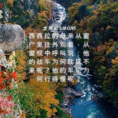 Picture 04 - 士 师 记 5:28 CUVS - 西 西 拉 的 母 亲 从 窗 户 里 往 外 - Bible Verse Picture