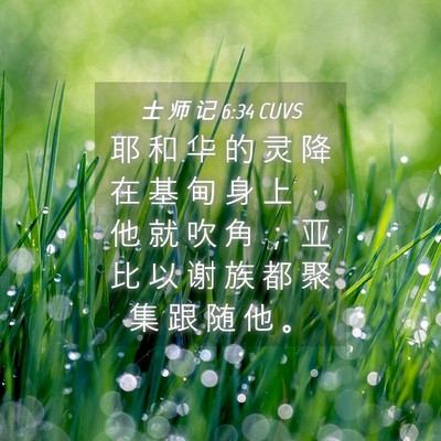 Picture 04 - 士 师 记 6:34 CUVS - 耶 和 华 的 灵 降 在 基 甸 身 上 ， - Bible Verse Picture