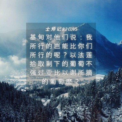 Picture 04 - 士 师 记 8:2 CUVS - 基 甸 对 他 们 说 ： 我 所 行 的 岂 - Bible Verse Picture