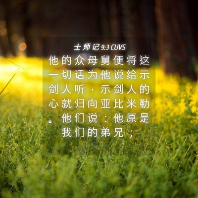 Picture 04 - 士 师 记 9:3 CUVS - 他 的 众 母 舅 便 将 这 一 切 话 为 - Bible Verse Picture