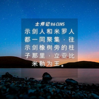 Picture 04 - 士 师 记 9:6 CUVS - 示 剑 人 和 米 罗 人 都 一 同 聚 集 - Bible Verse Picture