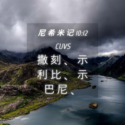 Picture 04 - 尼 希 米 记 10:12 CUVS - 撒 刻 、 示 利 比 、 示 巴 尼 - Bible Verse Picture