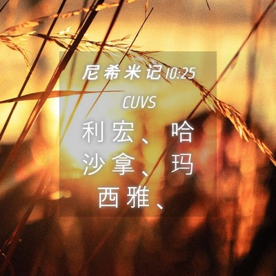 Picture 04 - 尼 希 米 记 10:25 CUVS - 利 宏 、 哈 沙 拿 、 玛 西 雅 - Bible Verse Picture