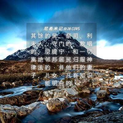 Picture 04 - 尼 希 米 记 10:28 CUVS - 其 馀 的 民 、 祭 司 、 利 未 人 、 - Bible Verse Picture