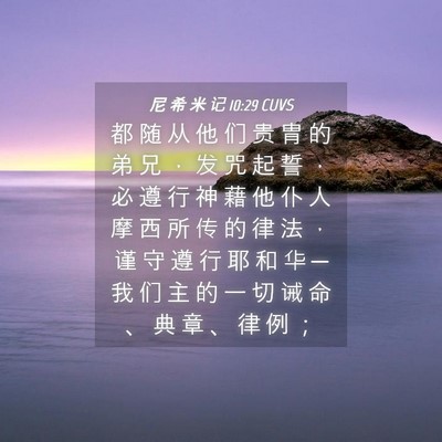 Picture 04 - 尼 希 米 记 10:29 CUVS - 都 随 从 他 们 贵 胄 的 弟 兄 ， 发 - Bible Verse Picture