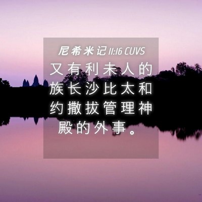 Picture 04 - 尼 希 米 记 11:16 CUVS - 又 有 利 未 人 的 族 长 沙 比 太 和 - Bible Verse Picture