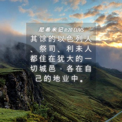 Picture 04 - 尼 希 米 记 11:20 CUVS - 其 馀 的 以 色 列 人 、 祭 司 、 利 - Bible Verse Picture