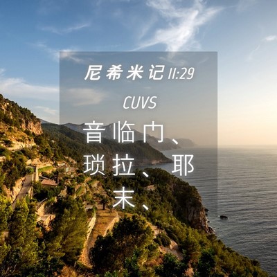 Picture 04 - 尼 希 米 记 11:29 CUVS - 音 临 门 、 琐 拉 、 耶 末 - Bible Verse Picture