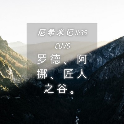 Picture 04 - 尼 希 米 记 11:35 CUVS - 罗 德 、 阿 挪 、 匠 人 之 谷 - Bible Verse Picture