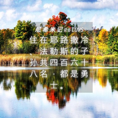 Picture 04 - 尼 希 米 记 11:6 CUVS - 住 在 耶 路 撒 冷 、 法 勒 斯 的 子 - Bible Verse Picture