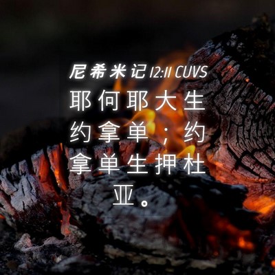 Picture 04 - 尼 希 米 记 12:11 CUVS - 耶 何 耶 大 生 约 拿 单 ； 约 拿 单 - Bible Verse Picture