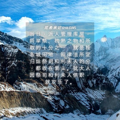 Picture 04 - 尼 希 米 记 12:44 CUVS - 当 日 ， 派 人 管 理 库 房 ， 将 举 - Bible Verse Picture