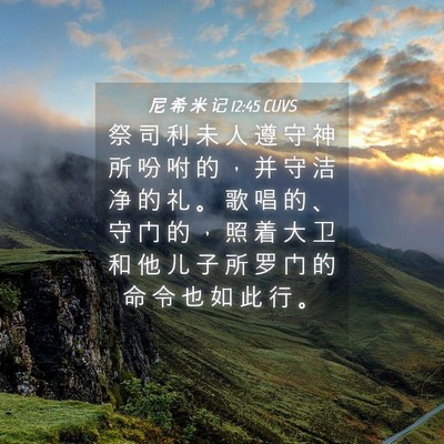 Picture 04 - 尼 希 米 记 12:45 CUVS - 祭 司 利 未 人 遵 守 神 所 吩 咐 的 - Bible Verse Picture