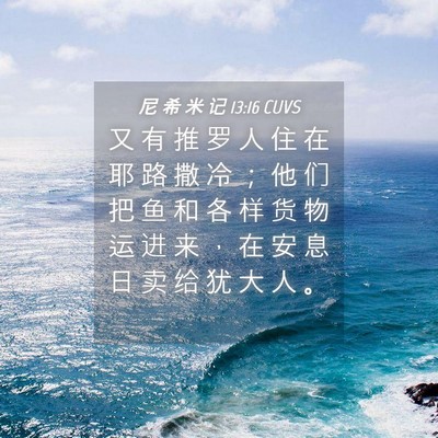 Picture 04 - 尼 希 米 记 13:16 CUVS - 又 有 推 罗 人 住 在 耶 路 撒 冷 ； - Bible Verse Picture