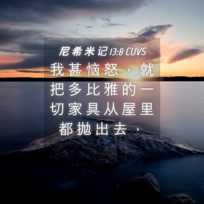 Picture 04 - 尼 希 米 记 13:8 CUVS - 我 甚 恼 怒 ， 就 把 多 比 雅 的 一 - Bible Verse Picture