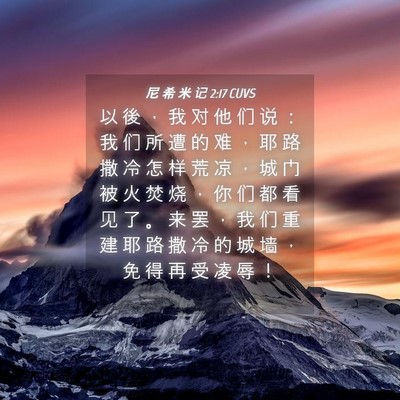 Picture 04 - 尼 希 米 记 2:17 CUVS - 以 後 ， 我 对 他 们 说 ： 我 们 所 - Bible Verse Picture