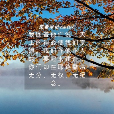 Picture 04 - 尼 希 米 记 2:20 CUVS - 我 回 答 他 们 说 ： 天 上 的 神 必 - Bible Verse Picture