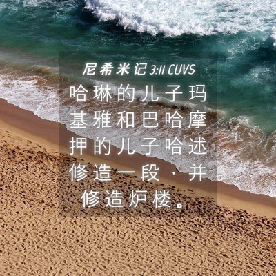 Picture 04 - 尼 希 米 记 3:11 CUVS - 哈 琳 的 儿 子 玛 基 雅 和 巴 哈 摩 - Bible Verse Picture