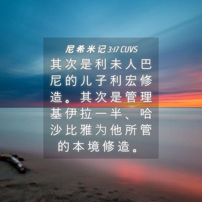 Picture 04 - 尼 希 米 记 3:17 CUVS - 其 次 是 利 未 人 巴 尼 的 儿 子 利 - Bible Verse Picture