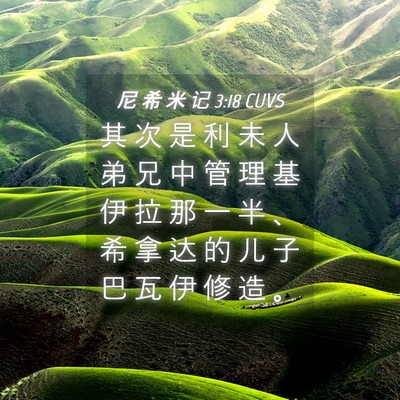 Picture 04 - 尼 希 米 记 3:18 CUVS - 其 次 是 利 未 人 弟 兄 中 管 理 基 - Bible Verse Picture