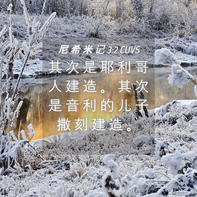 Picture 04 - 尼 希 米 记 3:2 CUVS - 其 次 是 耶 利 哥 人 建 造 。 其 次 - Bible Verse Picture