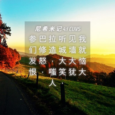 Picture 04 - 尼 希 米 记 4:1 CUVS - 参 巴 拉 听 见 我 们 修 造 城 墙 就 - Bible Verse Picture