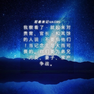Picture 04 - 尼 希 米 记 4:14 CUVS - 我 察 看 了 ， 就 起 来 对 贵 胄 、 - Bible Verse Picture