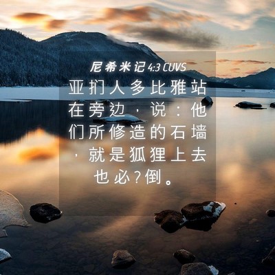 Picture 04 - 尼 希 米 记 4:3 CUVS - 亚 扪 人 多 比 雅 站 在 旁 边 ， 说 - Bible Verse Picture