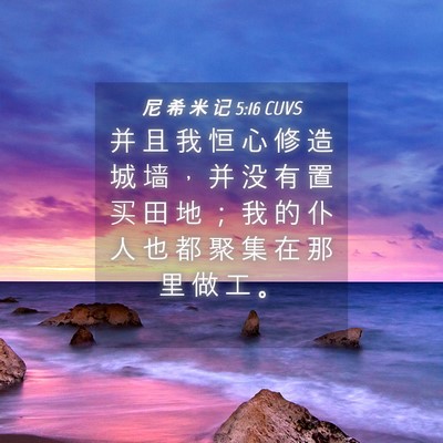 Picture 04 - 尼 希 米 记 5:16 CUVS - 并 且 我 恒 心 修 造 城 墙 ， 并 没 - Bible Verse Picture