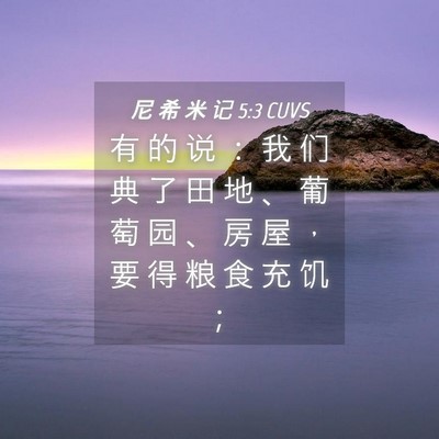 Picture 04 - 尼 希 米 记 5:3 CUVS - 有 的 说 ： 我 们 典 了 田 地 、 葡 - Bible Verse Picture