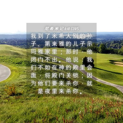Picture 04 - 尼 希 米 记 6:10 CUVS - 我 到 了 米 希 大 别 的 孙 子 、 第 - Bible Verse Picture