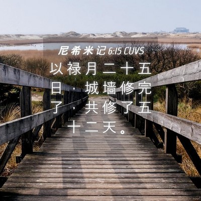 Picture 04 - 尼 希 米 记 6:15 CUVS - 以 禄 月 二 十 五 日 ， 城 墙 修 完 - Bible Verse Picture