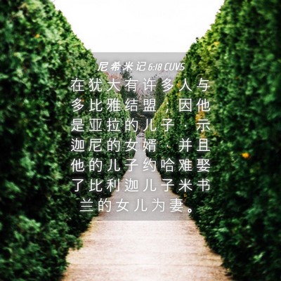 Picture 04 - 尼 希 米 记 6:18 CUVS - 在 犹 大 有 许 多 人 与 多 比 雅 结 - Bible Verse Picture