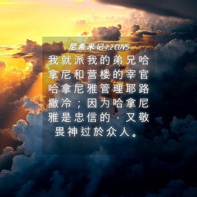 Picture 04 - 尼 希 米 记 7:2 CUVS - 我 就 派 我 的 弟 兄 哈 拿 尼 和 营 - Bible Verse Picture