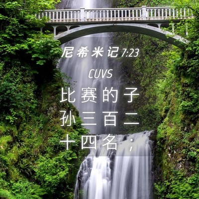 Picture 04 - 尼 希 米 记 7:23 CUVS - 比 赛 的 子 孙 三 百 二 十 四 名 - Bible Verse Picture