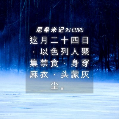 Picture 04 - 尼 希 米 记 9:1 CUVS - 这 月 二 十 四 日 ， 以 色 列 人 聚 - Bible Verse Picture