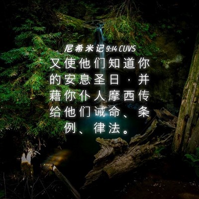 Picture 04 - 尼 希 米 记 9:14 CUVS - 又 使 他 们 知 道 你 的 安 息 圣 日 - Bible Verse Picture