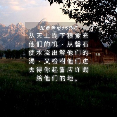 Picture 04 - 尼 希 米 记 9:15 CUVS - 从 天 上 赐 下 粮 食 充 他 们 的 饥 - Bible Verse Picture
