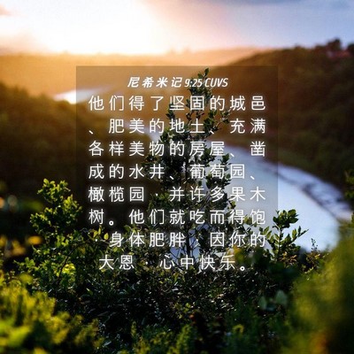 Picture 04 - 尼 希 米 记 9:25 CUVS - 他 们 得 了 坚 固 的 城 邑 、 肥 美 - Bible Verse Picture