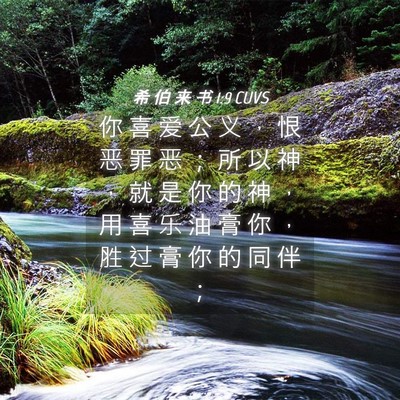 Picture 04 - 希 伯 来 书 1:9 CUVS - 你 喜 爱 公 义 ， 恨 恶 罪 恶 ； 所 - Bible Verse Picture