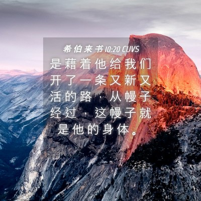 Picture 04 - 希 伯 来 书 10:20 CUVS - 是 藉 着 他 给 我 们 开 了 一 条 又 - Bible Verse Picture