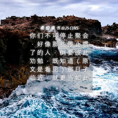 Picture 04 - 希 伯 来 书 10:25 CUVS - 你 们 不 可 停 止 聚 会 ， 好 像 那 - Bible Verse Picture