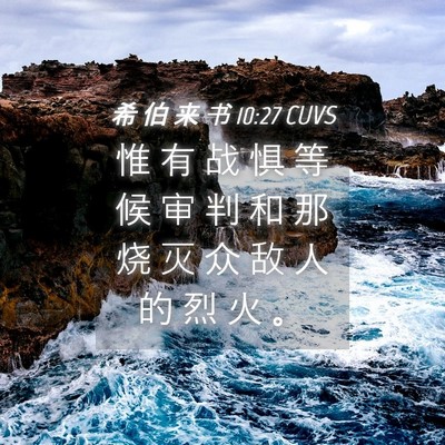 Picture 04 - 希 伯 来 书 10:27 CUVS - 惟 有 战 惧 等 候 审 判 和 那 烧 灭 - Bible Verse Picture