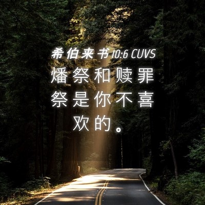 Picture 04 - 希 伯 来 书 10:6 CUVS - 燔 祭 和 赎 罪 祭 是 你 不 喜 欢 的 - Bible Verse Picture