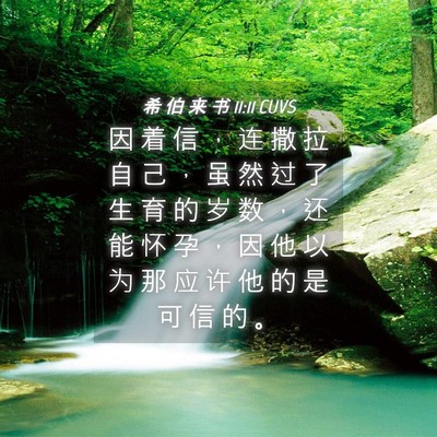 Picture 04 - 希 伯 来 书 11:11 CUVS - 因 着 信 ， 连 撒 拉 自 己 ， 虽 然 - Bible Verse Picture